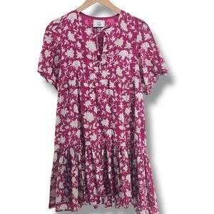 Emerson Fry Love Tomas Isla Dress Womens M/L Sangria‎ Park Floral Organic Cotton